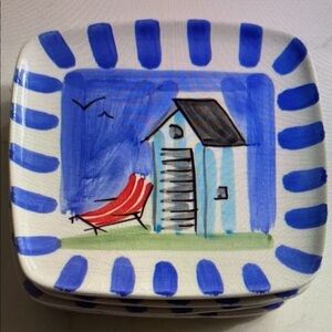 Hand Painted Italian Snack Plated Set of 4